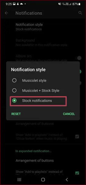 Musicolet Stock Notifications