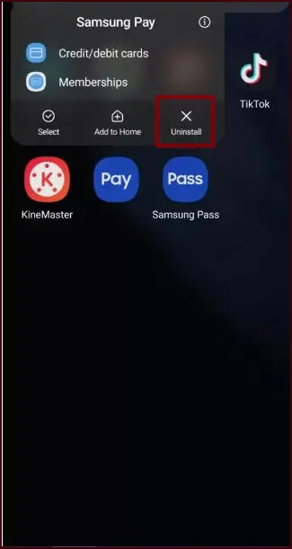 Samsung Pay uninstall