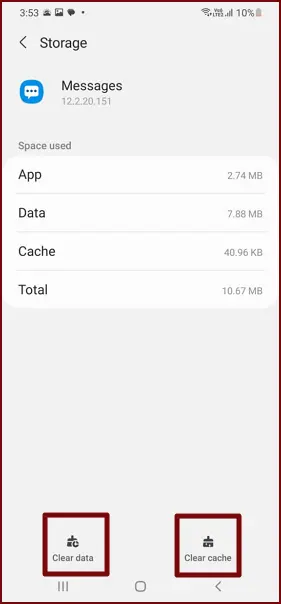 messages clear cache