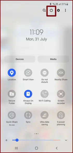 notification panel power menu icon