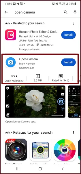 open camera app Install