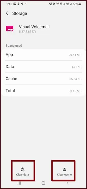 voicemail clear data
